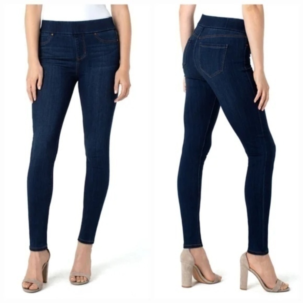 Liverpool Jeans Company Sienna Dark Blue Black Wash Pull-On Legging Sz 6